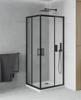 Vane MEXEN/S - Rio sprchovací kút štvorec 70x70, transparent, čierna + biela vanička so sifónom 860-070-070-70-00-4010B