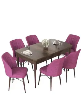 Jedálenské sety Extendable Dining Table & Chairs Set (7 Pieces) Nef - Baroque, Purple