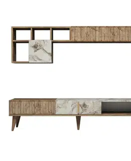 Konferenčné stolíky Televízna stena Milan Walnut and White Marble