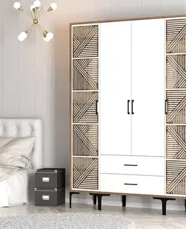 Šatňové skrine Šatníková skriňa Kumsal PTP - Walnut, White