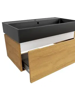 Kúpeľňový nábytok Kúpeľňová skrinka s umývadlom SAT Feel 80x30x46 cm medový dub mat SATFEEL80DMU3 SATFEEL80DMU3