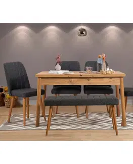 Jedálenské sety Jedálenský set s rozkladacím stolom a stoličkami (6 kusov) Santiago Atlantic Anthracite