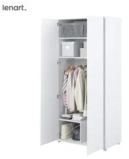 Šatníkové skrine Dig-net nábytok Šatníková skriňa Lenart BED CONCEPT BC-20 | biely lesk