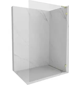 Sprchové dvere MEXEN/S - Lunar L Sprchová zástena WALK-IN pravá 70 x 200, transparent 8 mm, zlato 830L-070-000-50-00-P