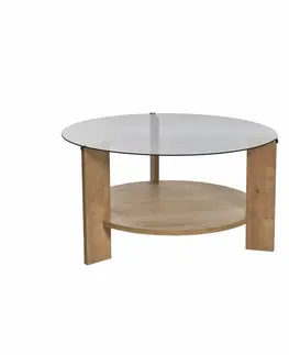 Konferenčné stolíky Konferenčný stolík Clara Sapphire Oak s tmavým sklom