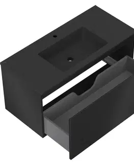 Kúpeľňový nábytok MEXEN/S - Orio kúpeľňová skrinka 100 cm s umývadlom Otis, 1 šuplík, čierna mat 91A10-10047-1-BF71-W18M71