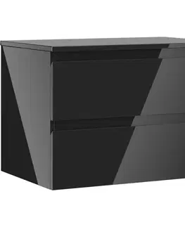Kúpeľňový nábytok MEXEN/S - Orio kúpeľňová skrinka pod umývadlo 70 cm s doskou, 2 zásuvky, čierna lesk 91A10-07047-2-BFFC70