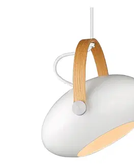 Svietidlá Halo Design 734337 - Závesné svietidlo na lanku DC 1xE27/40W/230V Ø 26 cm biela/dub 734337