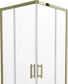 Vane MEXEN/S - Rio sprchovací kút 70x70, transparent, zlato + vanička Flat, čierna 860-070-070-50-00-4070G