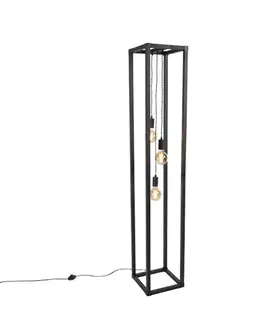 Stojace lampy Priemyselná stojaca lampa čierna 3-svetlo - Big Cage
