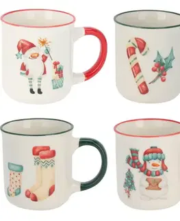 Hrnčeky a šálky 4-dielna sada hrnčekov Holly Jolly, 200 ml, porcelán