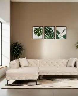 Sedacie súpravy Rohová sedacia súprava / Rohová pohovka Como Eco Left - Beige, Black