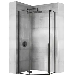Sprchovacie kúty REA - Sprchovací kút Diamond 100x100 čierny matný REA-K5623