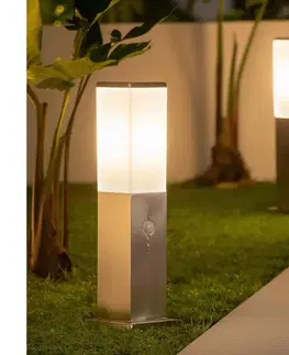Záhradné lampy Brilagi - Vonkajšie svietidlo so senzorom NOVA 1xE27/15W/230V 40 cm IP44 matný chróm FG-KH446PSH-40-SEN-SIL