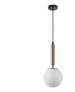 Svietidlá  PND-2324-1 GD+OPA - Luster na lanku RAVENA 1xE27/10W/230V čierna/zlatá PND-2324-1 GD+OPA
