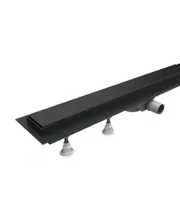 Sprchovacie kúty OMNIRES - LOWFIX lineárny sprchový odtok s pevnou mriežkou, 70 cm čierna /BLH/ LOWFIX70GBL