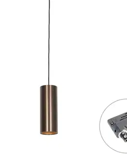 Koľajnicové svetelné systémy Dizajnové závesné svietidlo tmavý bronz vrátane adaptéru na lištu 3-fázové - 3-fázové Tubo