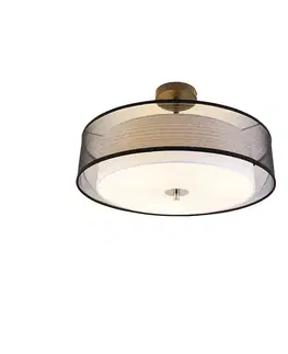 Stropné osvetlenie Moderné stropné svietidlo čierne s bielou 50 cm 3-svetlo - Drum Duo