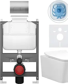 Záchody CERANO - Kompletný WC set Basic/Forte - biela lesklá - WC tlačidlo Modulo/Strieborná - ovládanie zhora - predstenová inštalácia - 51x36 CER-8050BD86145