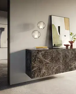 Komody DELIFE Komoda Cuor 150 cm keramika emperador extra leštená tmavohnedá 3 dvierka závesná