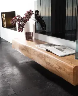 Televízne stolíky DELIFE TV stolík New Live-Edge 175 cm akácia prírodná 4 dvierka závesný