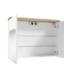 Kúpeľňový nábytok Zrkadlová skrinka Naturel Stilla + LED 80x60 cm biela STILLAE08002 STILLAE08002
