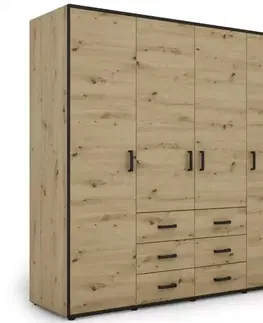 Šatníkové skrine Skriňa Capannoli 6s 4d dub artisan/čierna