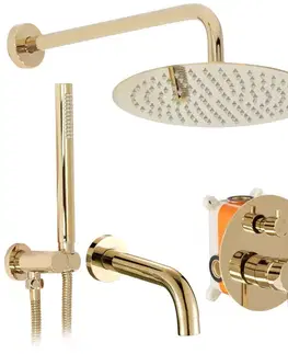 Kúpeľňové batérie REA REA - Podomietkový vaňový a sprchový set Lungo zlatý + box REA-P4125
