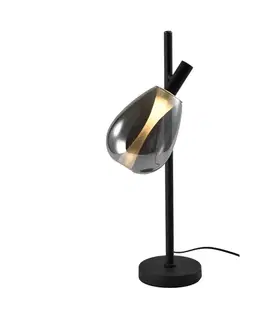 Stolové lampy Lampka nocna Denso czarna szklana z kloszem dymionym minimalistyczna