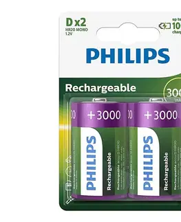 Predlžovacie káble Philips R20B2A300/10 - 2 ks Nabíjacie batérie D MULTILIFE NiMH/1,2V/3000 mAh Phil-R20B2A300/10