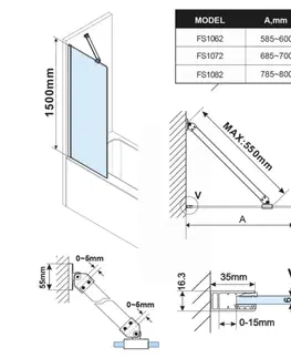 Sprchové dvere POLYSAN - FISA vaňová zástena 700x1500, meď mat, číre sklo FS1072-PG