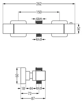 Kúpeľňové batérie MEXEN - CUBE termostatická sprchová batéria 3/4 "+ 1/2", zlatá 77250-50