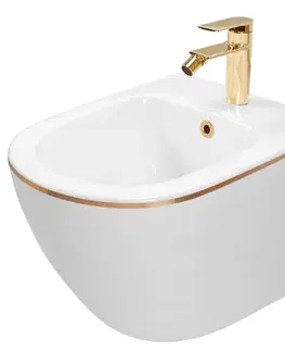 Bidety REA - Závesný bidet Carlo Mini White Gold Edge REA-C6990