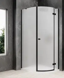 Sprchové dvere POLYSAN - GLOBE BLACK štvrťkruhová sprchová zástena 900x1000, matné sklo, pravé GB2910MRB