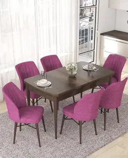 Jedálenské sety Extendable Dining Table & Chairs Set (7 Pieces) Nef - Baroque, Purple