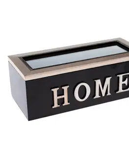 Príslušenstvo pre prípravu čaju a kávy Drevený box na čajové vrecká HOME, 23 x 10 x 8 cm