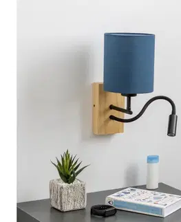 Svietidlá BRILAGI - LED Nástenná lampa NUBILA WOOD 1xE27/25W/230V+ LED/3W dub/tmavomodrá BG1564+BG1575