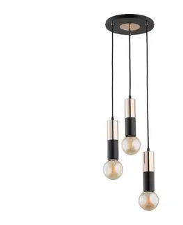 Svietidlá  Luster na lanku BOLID 3xE27/60W/230V zlatá/čierna 62217
