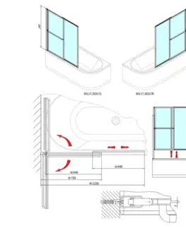Sprchové dvere POLYSAN - OLBIA vaňová zástena s pneumatickým zdvihom, š.1230, strieborná, číre sklo 30317