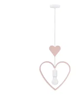 Svietidlá  Detský závesný luster HEART 1xE27/20W/230V ružová/biela 31-12104
