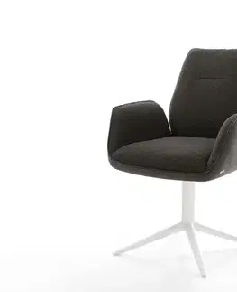 Jedálenské stoličky DELIFE Jedálenská stolička Zoa-Flex zmiešané materiály čierna krížová podstava biela 360° otočný hojdacia funkcia vrecková pružina