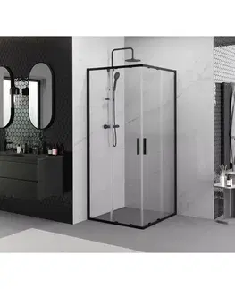 Sprchovacie kúty MEXEN/S - Exo štvorcový posuvný sprchovací kút 70 x 70, transparent, čierna 8111-070-070-70-00