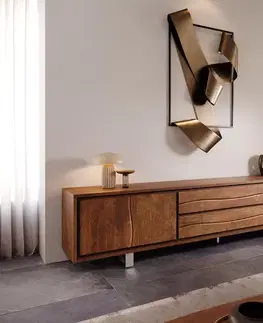 Televízne stolíky DELIFE TV stolík Live-Edge 300 cm akácia hnedá 4 dvierka 2 zásuvky
