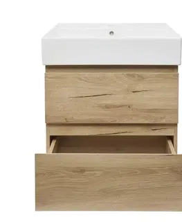 Kúpeľňový nábytok Kúpeľňová skrinka 2 zásuvková s umývadlom SAT B-Way 59x50x45 cm dub mat BWAY260OAKU2BI BWAY260OAKU2BI