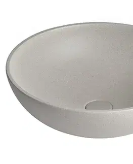 Umývadlá SAPHO - TURF betónové umývadlo na dosku vrátane výpuste, priemer 44cm, biely pieskovec AR437