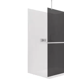 Držadlá k vani CERANO - Sprchová zástěna Walk-in Onyx Top Round L/P - 10 mm - kulatá vzpěra + polička/držák na ručníky - chrom, grafitové sklo - 160x200  CER-8050BD785919