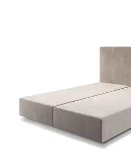 Postele Boxspring DELIFE Boxspring posteľ Dream-Well 160×200 béžová mikrovelúr bez nôh