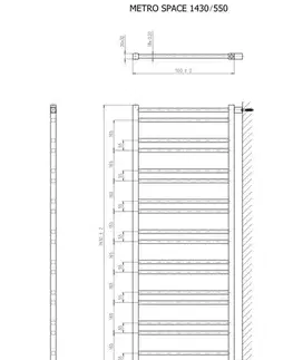 Radiátory do kúpeľne SAPHO - METRO SPACE vykurovacie teleso 550x1430 inštalácia v priestore, čierna mat IR438B