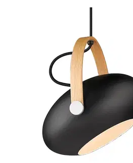 Svietidlá Halo Design 734344 - Závesné svietidlo na lanku DC 1xE27/40W/230V Ø 26 cm čierna/dub 734344