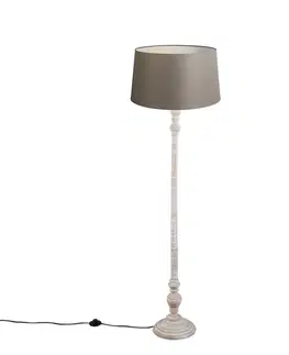 Stojace lampy Rustikálna stojaca lampa taupe s tienidlom z ľanu 45 cm - Classico